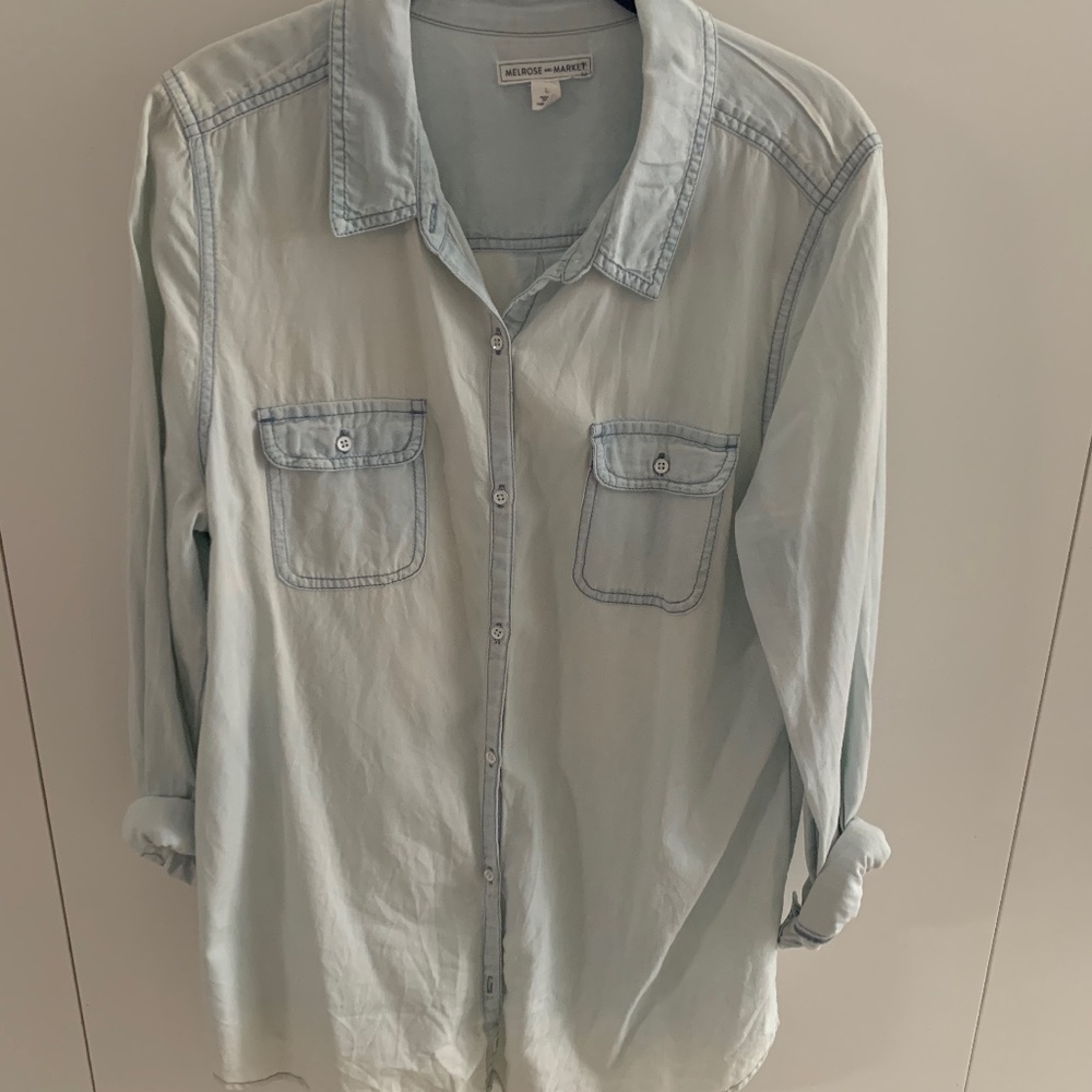 Chambray button-up in light wash